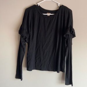 Mossimo Black Sweater with Frilly Sleeves